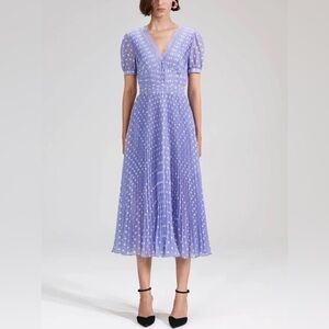 Self-Portrait - Lilac Polka Print Chiffon Midi Dress - US 4